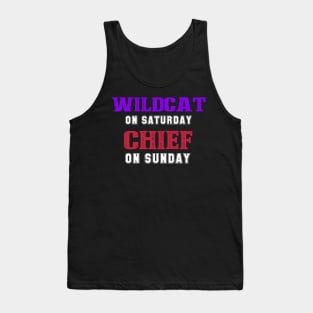 wildcat on saturday chief on sunday kansas city footbal funny Tank Top